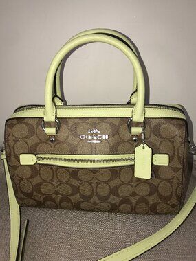 COACH Rowan Lime Signature Medium Satchel Crossbody Handbag (83607)
